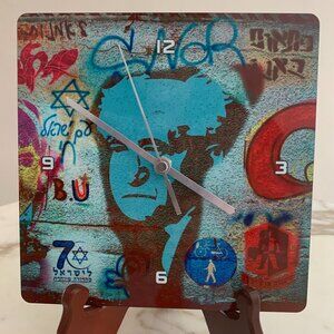 Ofek Wertman Ben Gurion Graffiti Square Wooden Clock